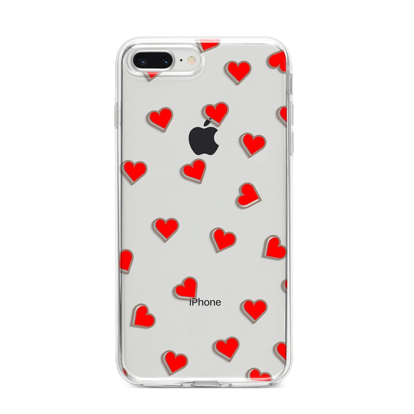 Cute Red Hearts iPhone 8 Plus Bumper Case on Silver iPhone