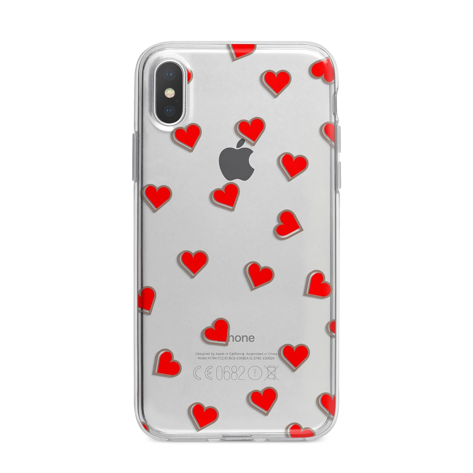 Cute Red Hearts iPhone X Bumper Case on Silver iPhone Alternative Image 1