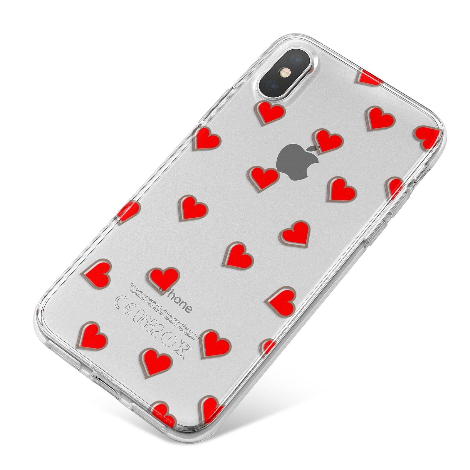 Cute Red Hearts iPhone X Bumper Case on Silver iPhone
