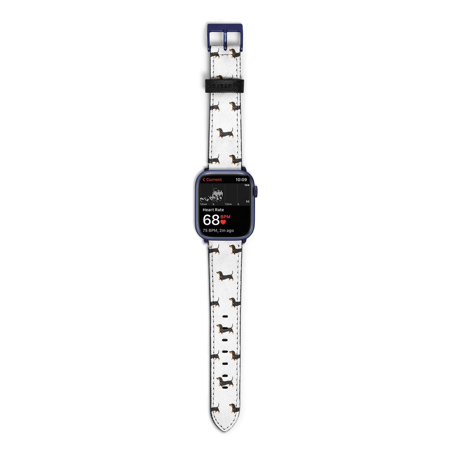 Dachshund Apple Watch Strap Size 38mm with Blue Hardware