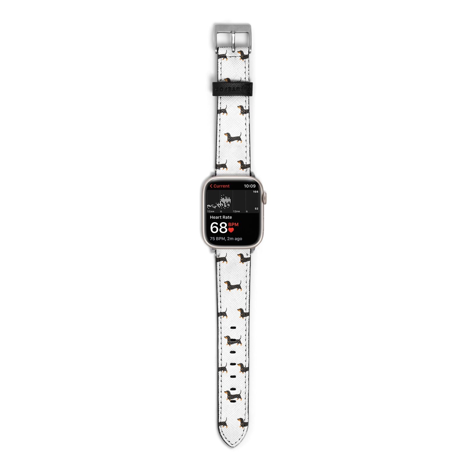 Dachshund Apple Watch Strap Size 38mm with Silver Hardware
