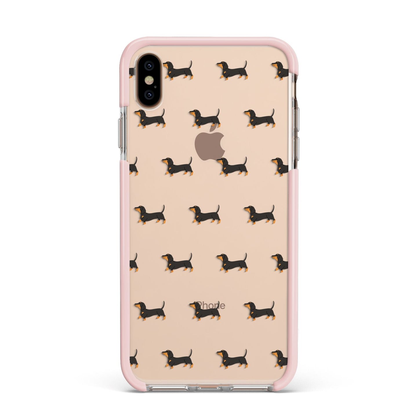 Dachshund Apple iPhone Xs Max Impact Case Pink Edge on Gold Phone