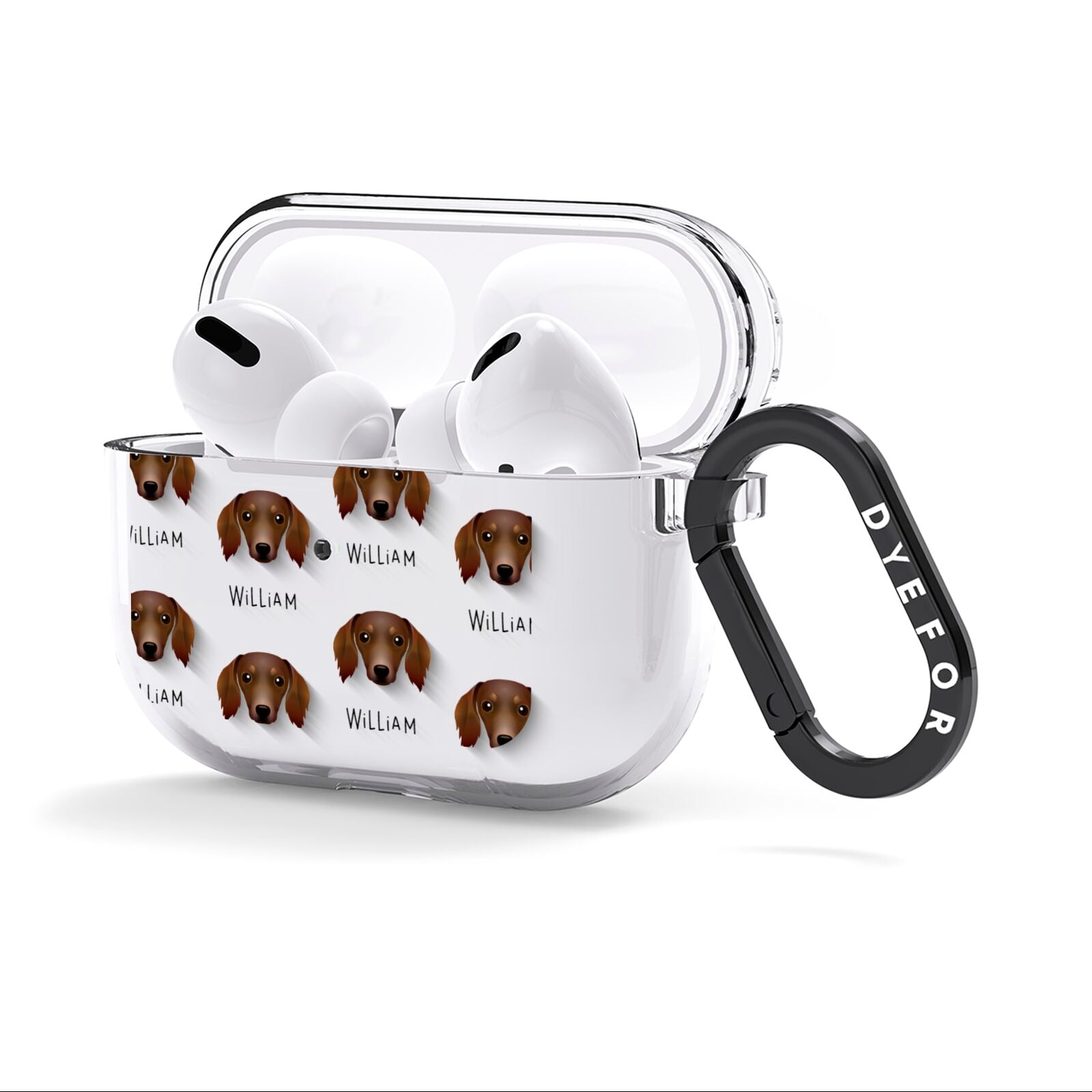 Dachshund Icon with Name AirPods Clear Case 3rd Gen Side Image
