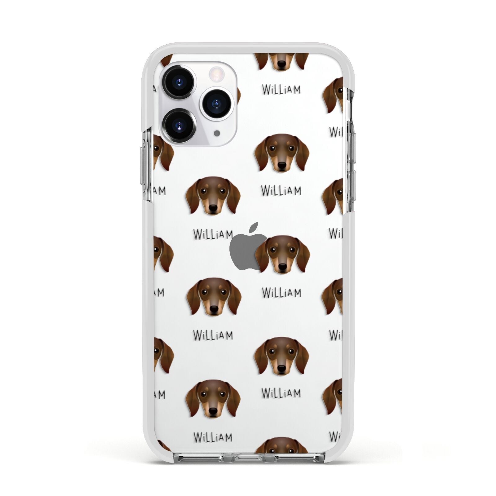 Dachshund Icon with Name Apple iPhone 11 Pro in Silver with White Impact Case