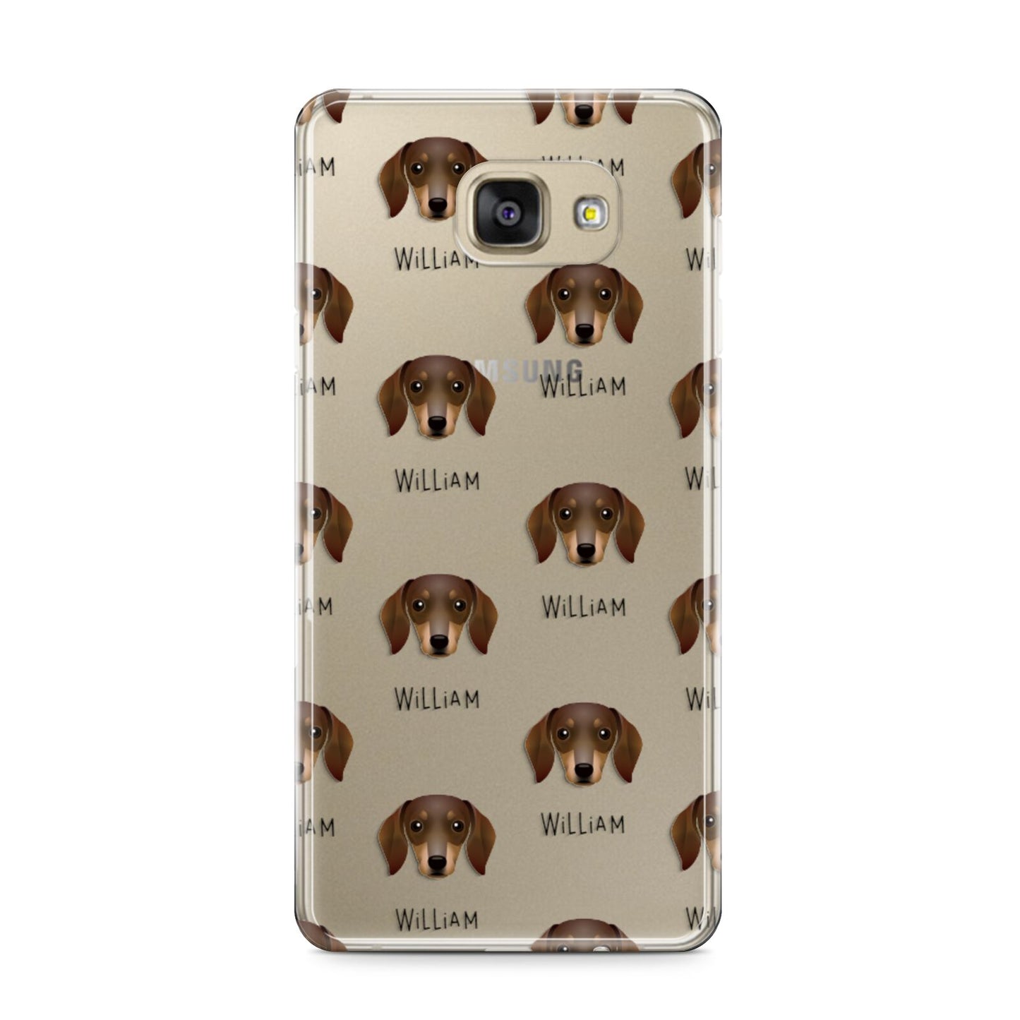 Dachshund Icon with Name Samsung Galaxy A9 2016 Case on gold phone