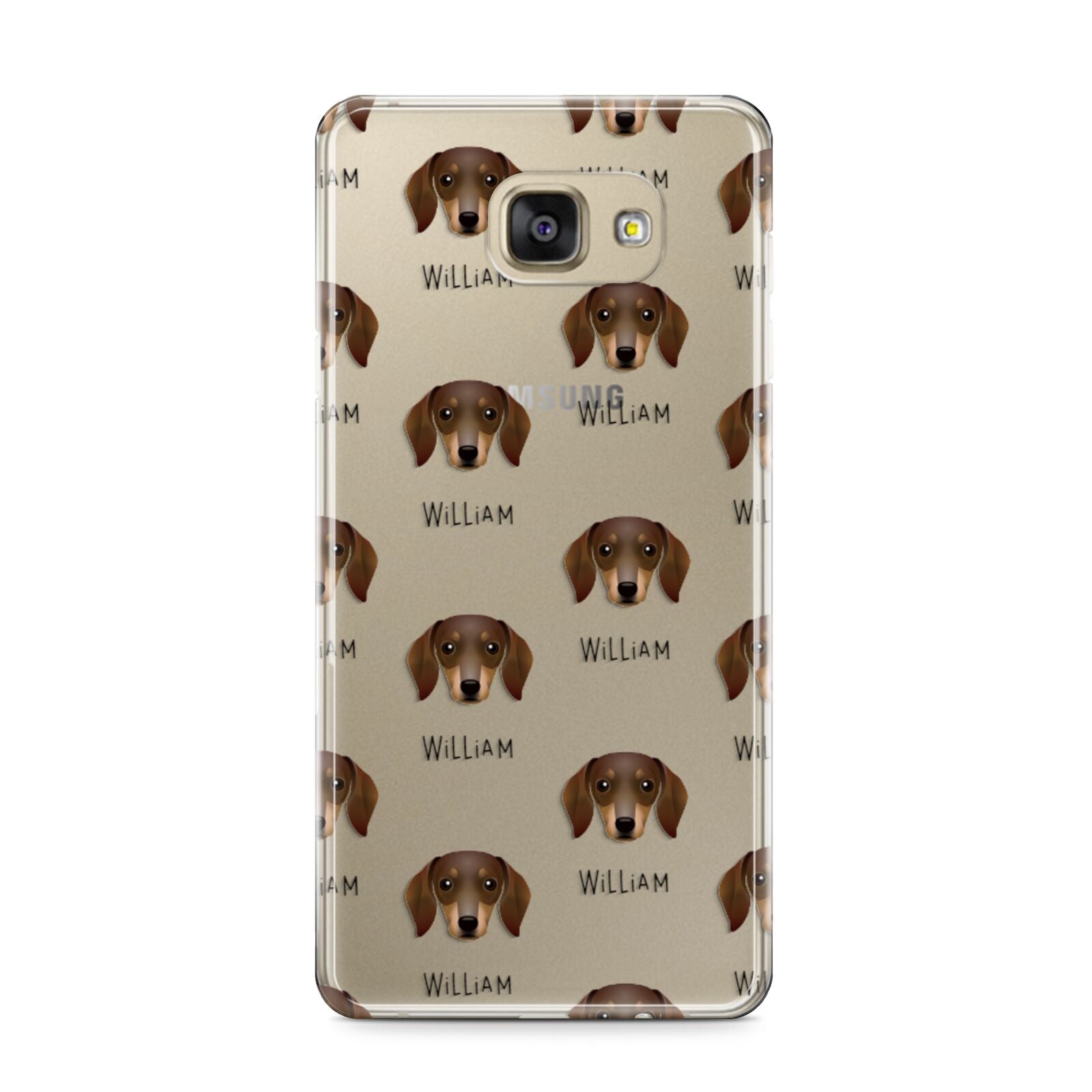 Dachshund Icon with Name Samsung Galaxy A9 2016 Case on gold phone
