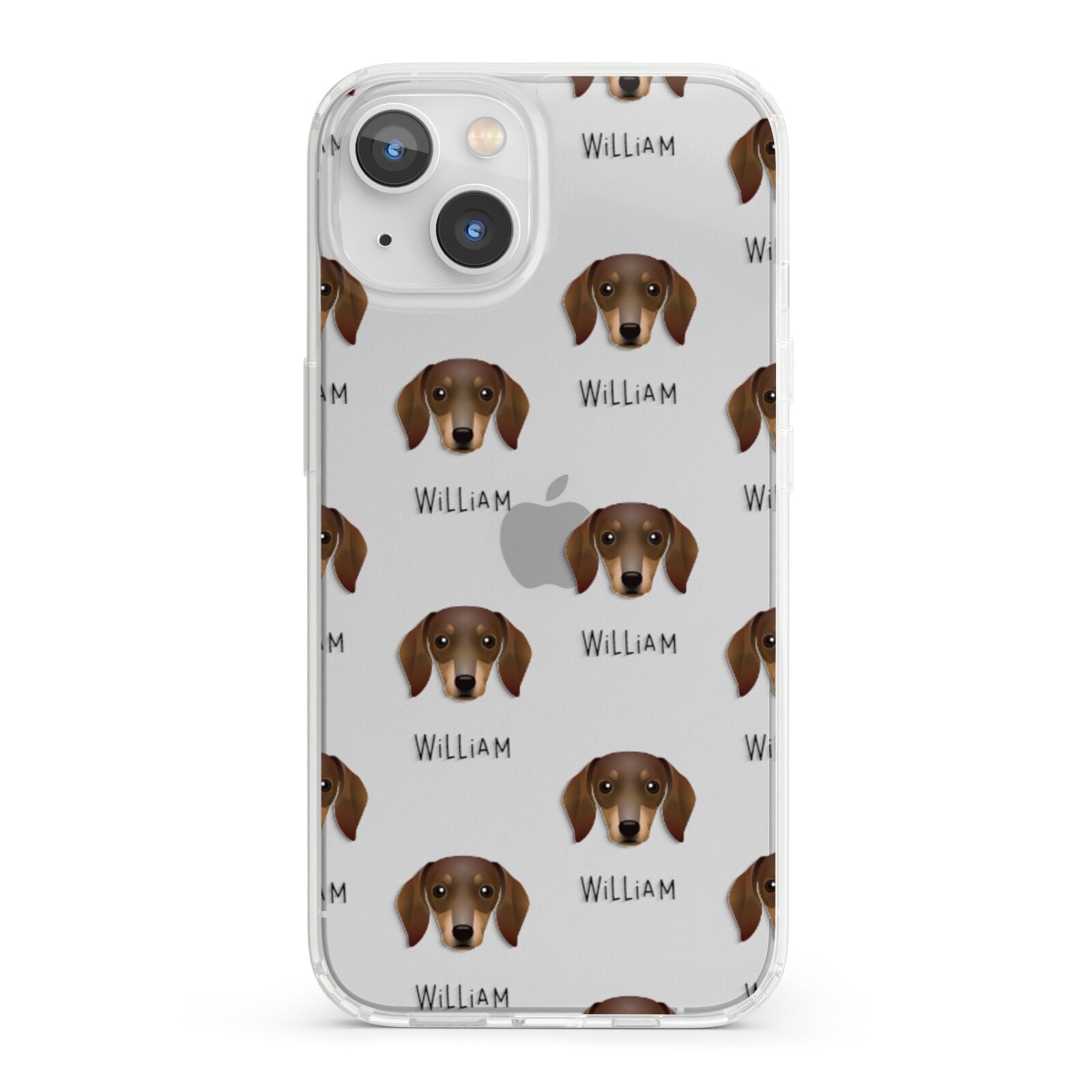 Dachshund Icon with Name iPhone 13 Clear Bumper Case