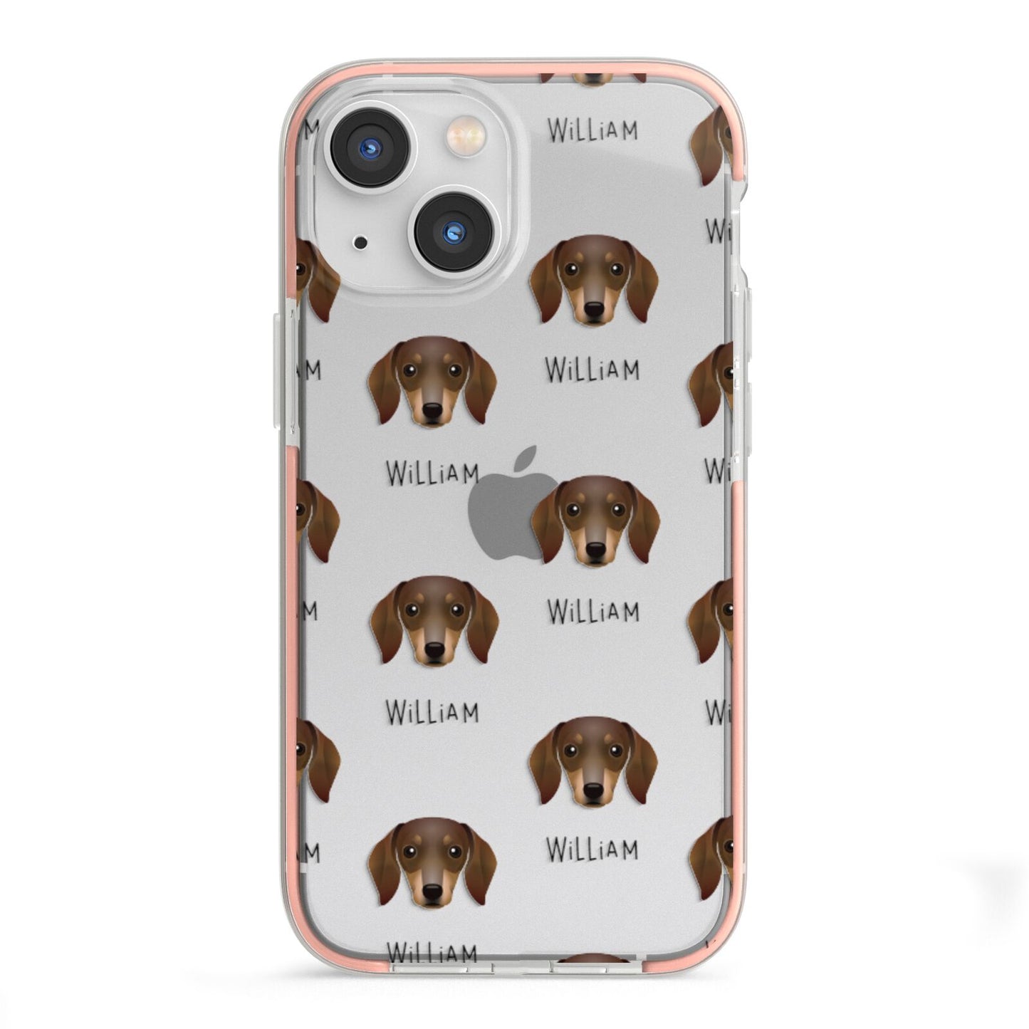Dachshund Icon with Name iPhone 13 Mini TPU Impact Case with Pink Edges
