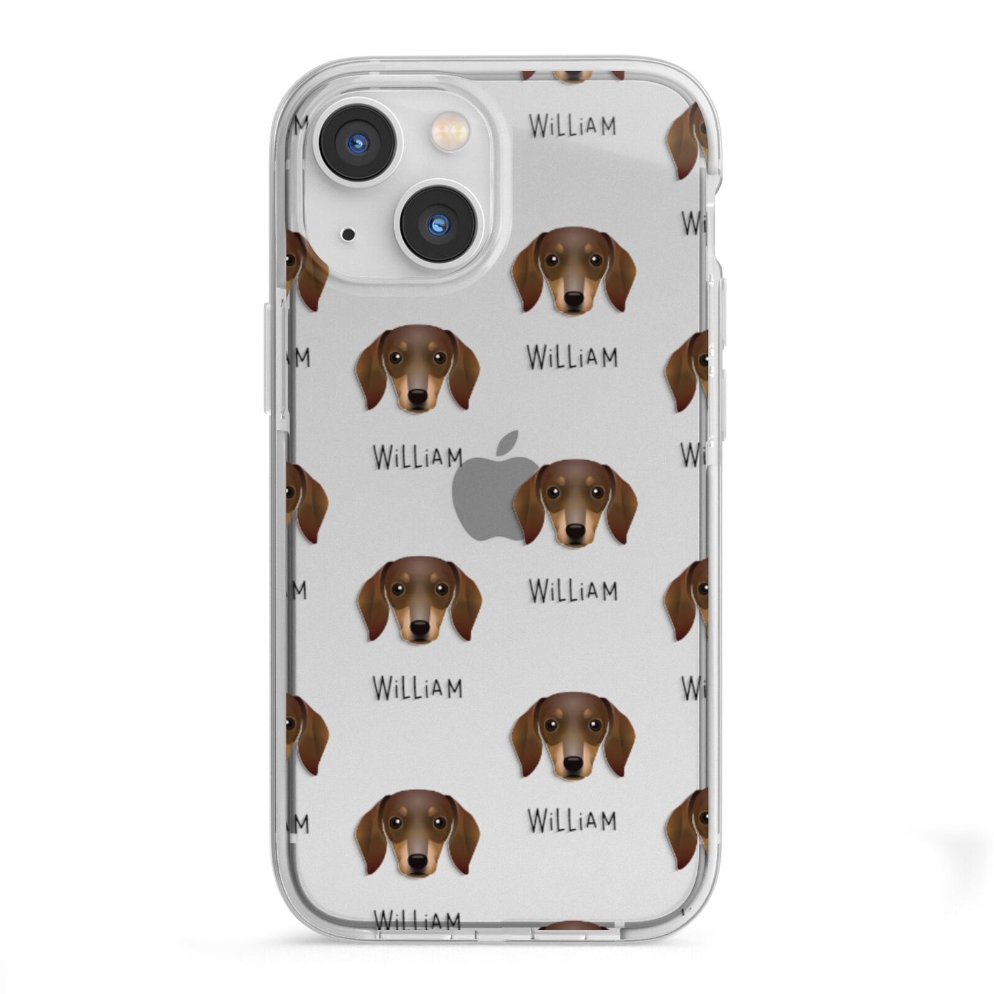 Dachshund Icon with Name iPhone 13 Mini TPU Impact Case with White Edges