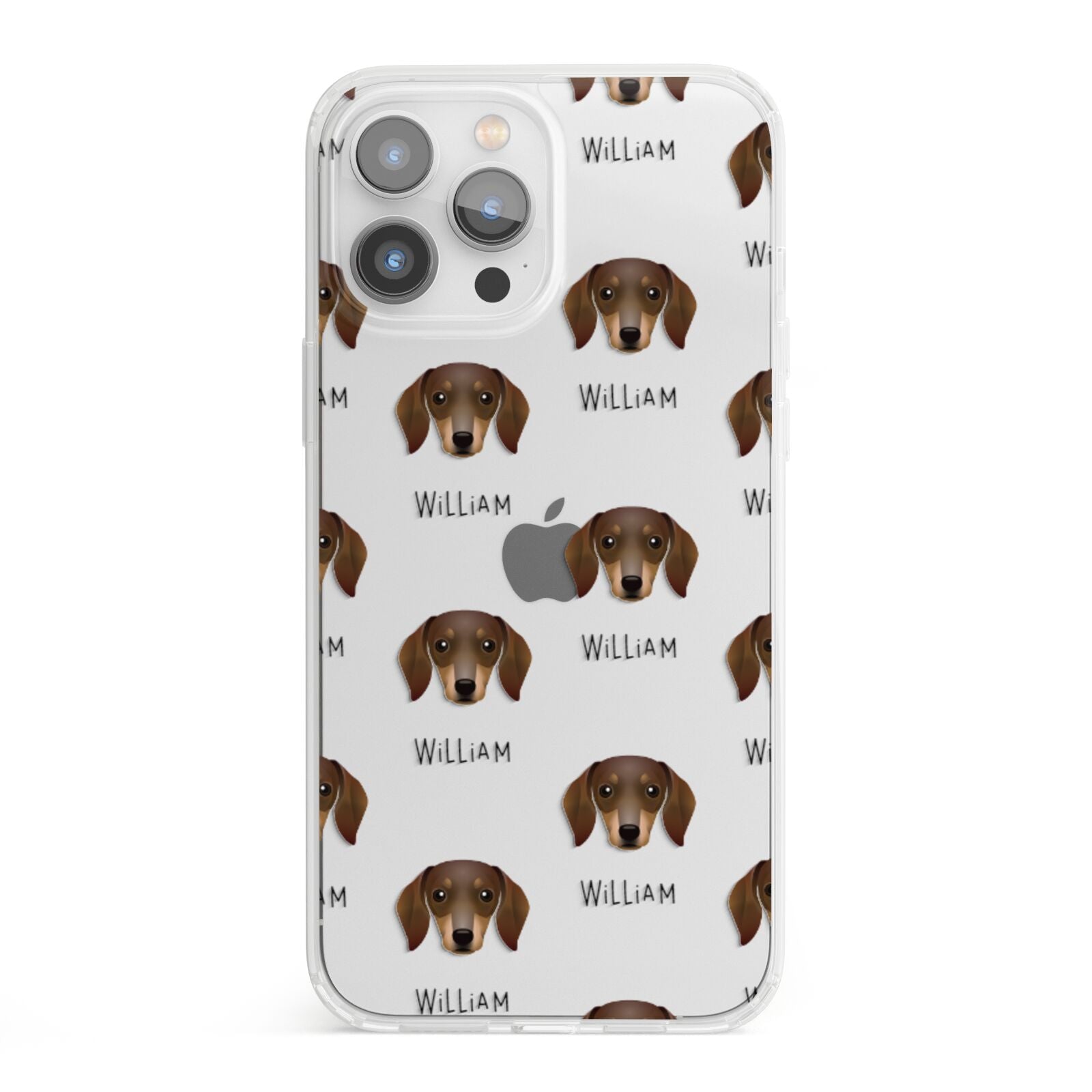 Dachshund Icon with Name iPhone 13 Pro Max Clear Bumper Case