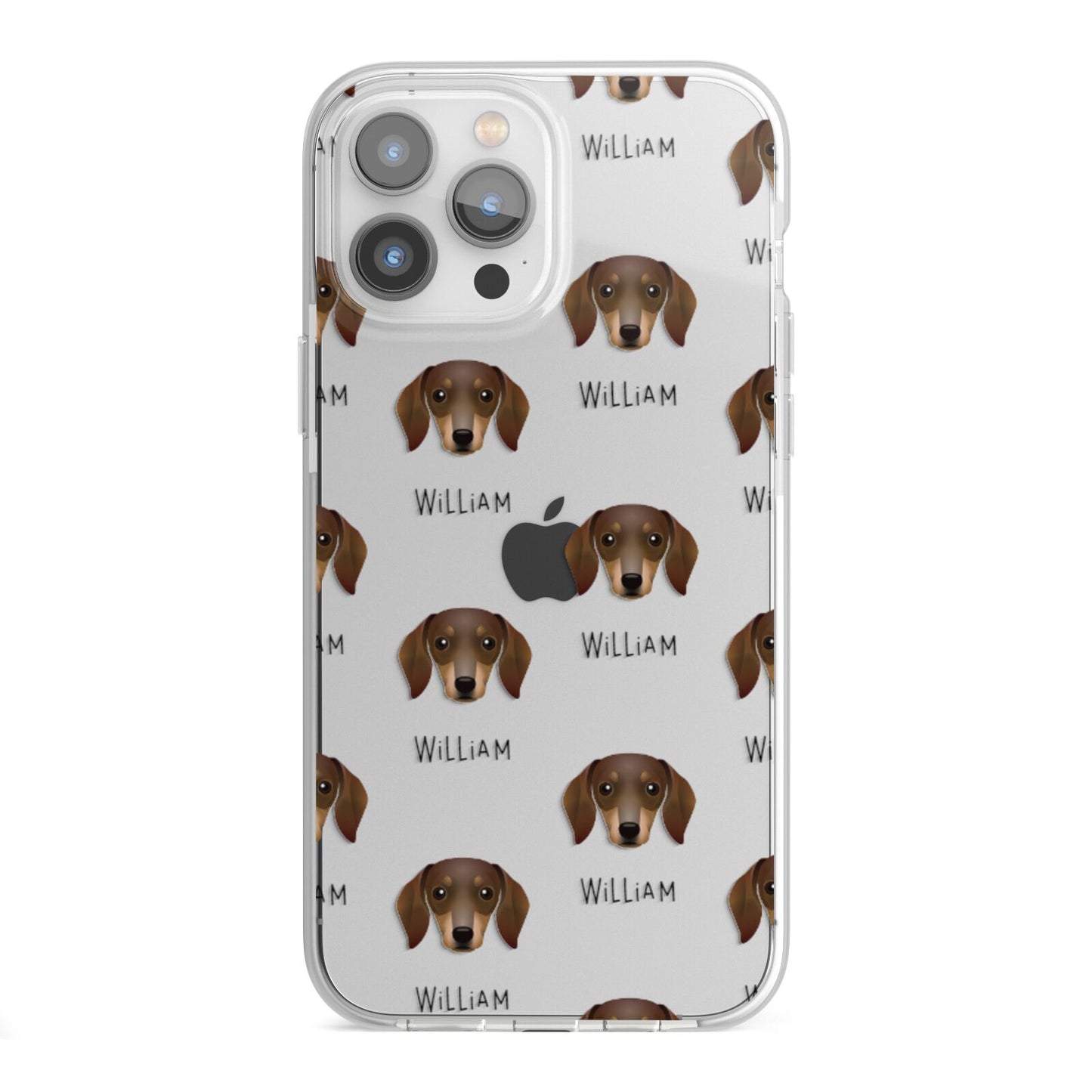 Dachshund Icon with Name iPhone 13 Pro Max TPU Impact Case with White Edges