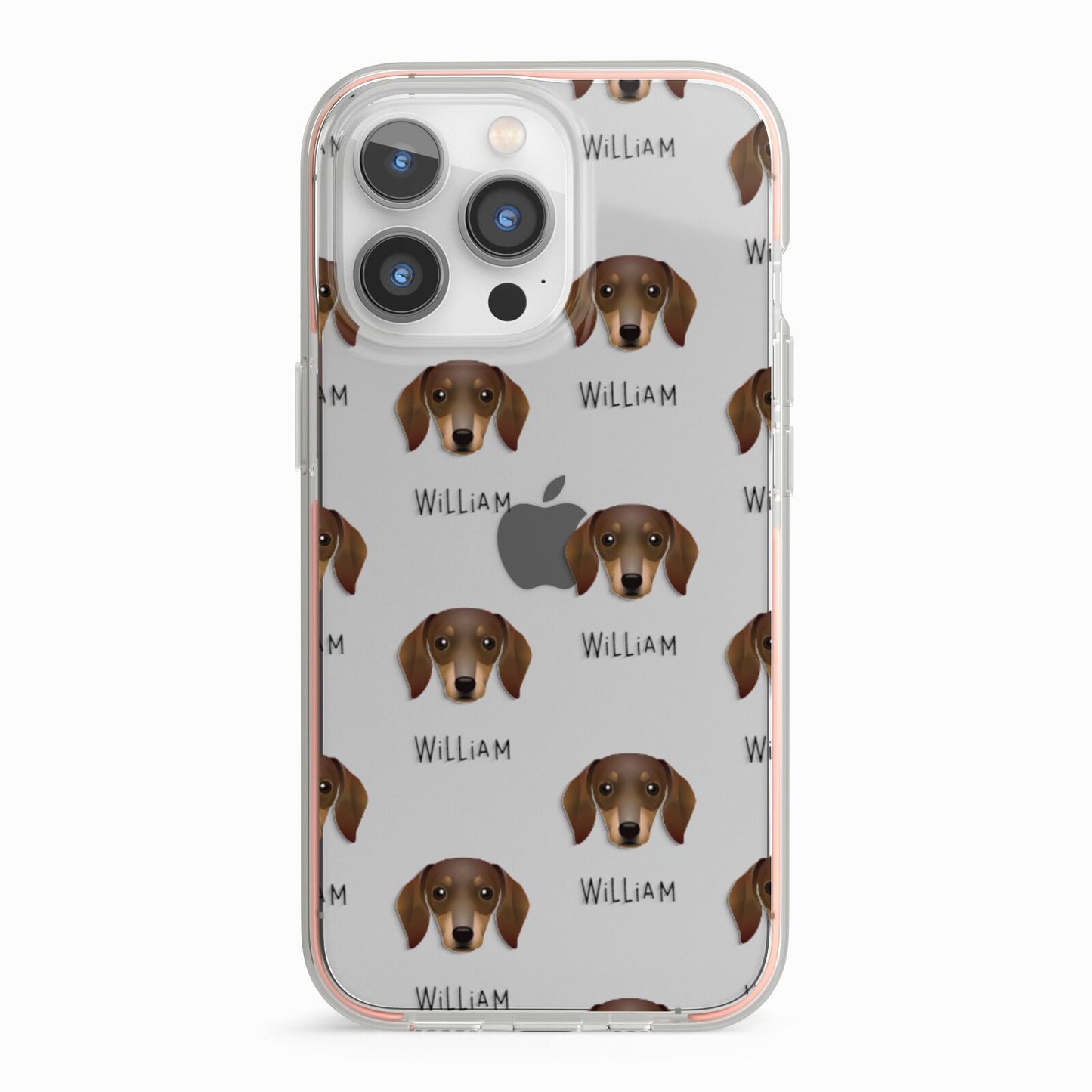 Dachshund Icon with Name iPhone 13 Pro TPU Impact Case with Pink Edges