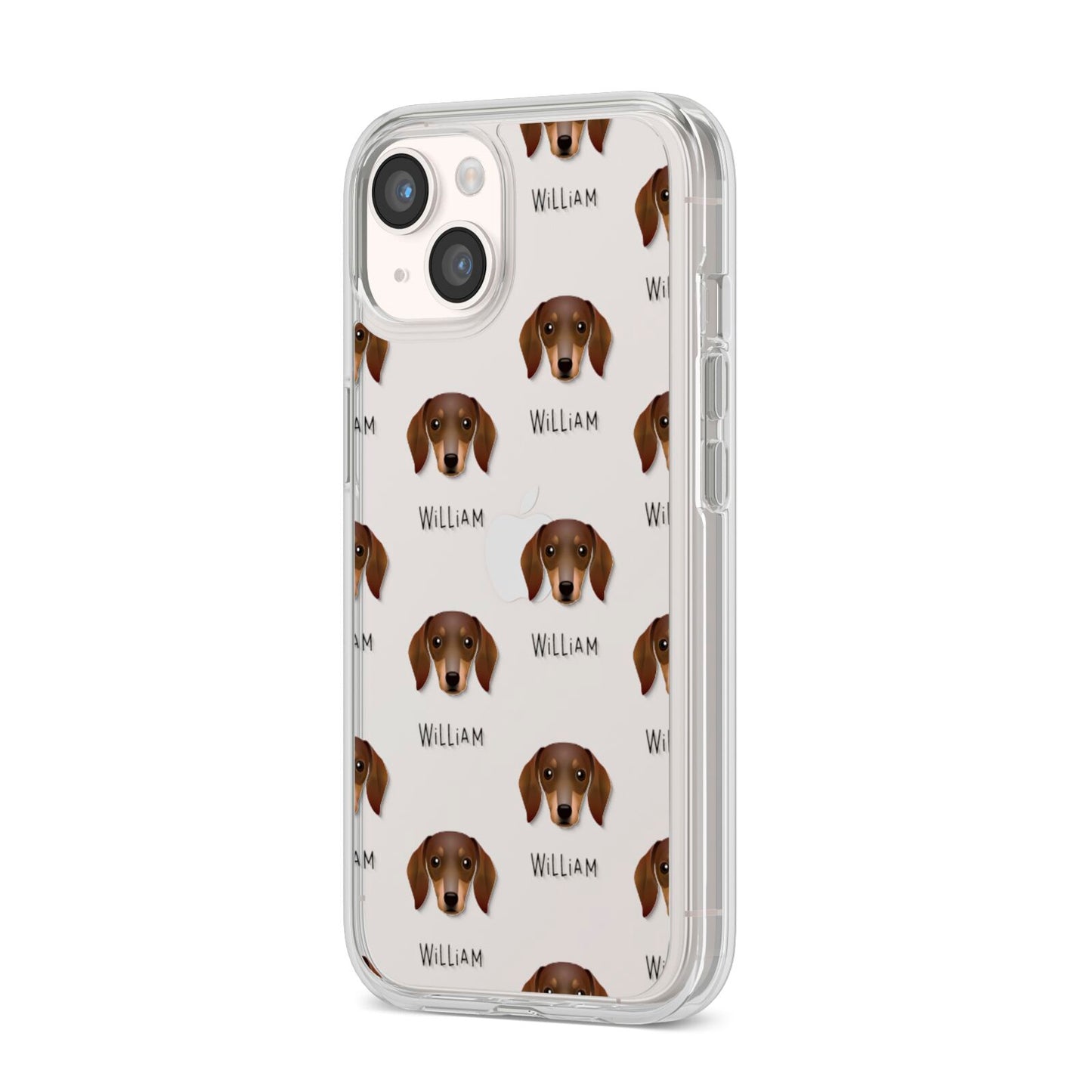 Dachshund Icon with Name iPhone 14 Clear Tough Case Starlight Angled Image