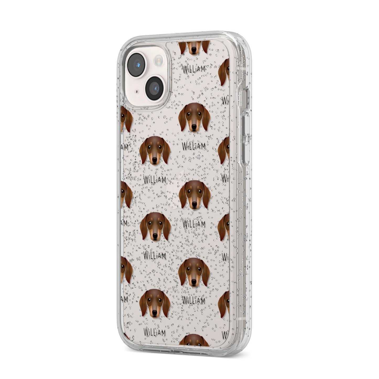 Dachshund Icon with Name iPhone 14 Plus Glitter Tough Case Starlight Angled Image