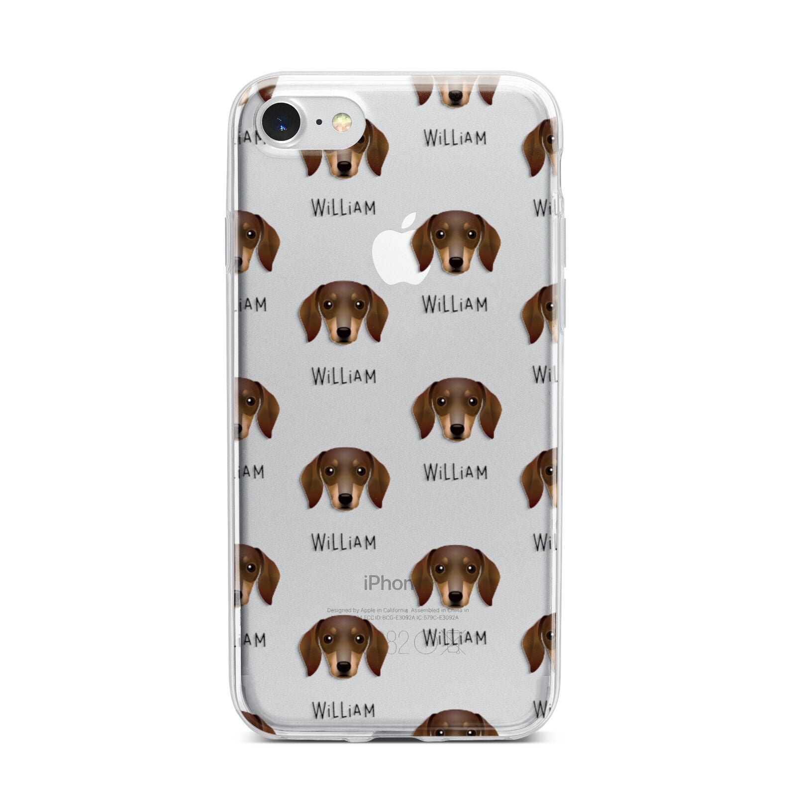 Dachshund Icon with Name iPhone 7 Bumper Case on Silver iPhone