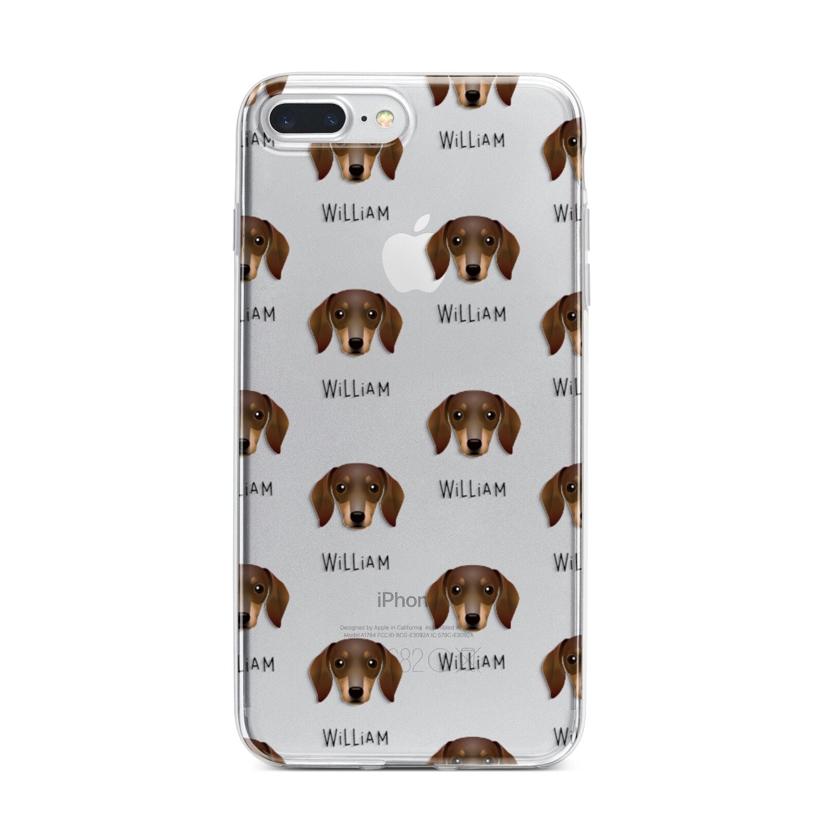 Dachshund Icon with Name iPhone 7 Plus Bumper Case on Silver iPhone