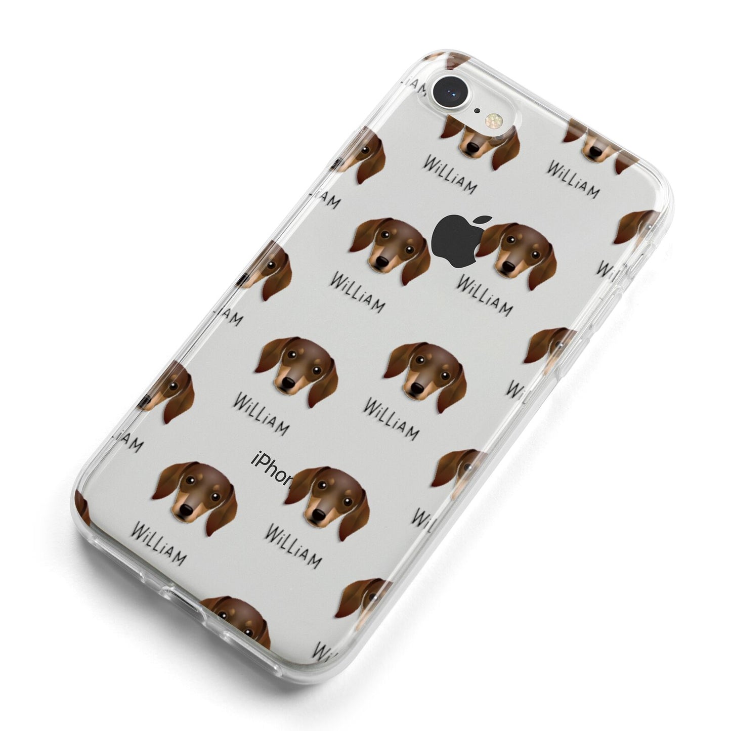 Dachshund Icon with Name iPhone 8 Bumper Case on Silver iPhone Alternative Image