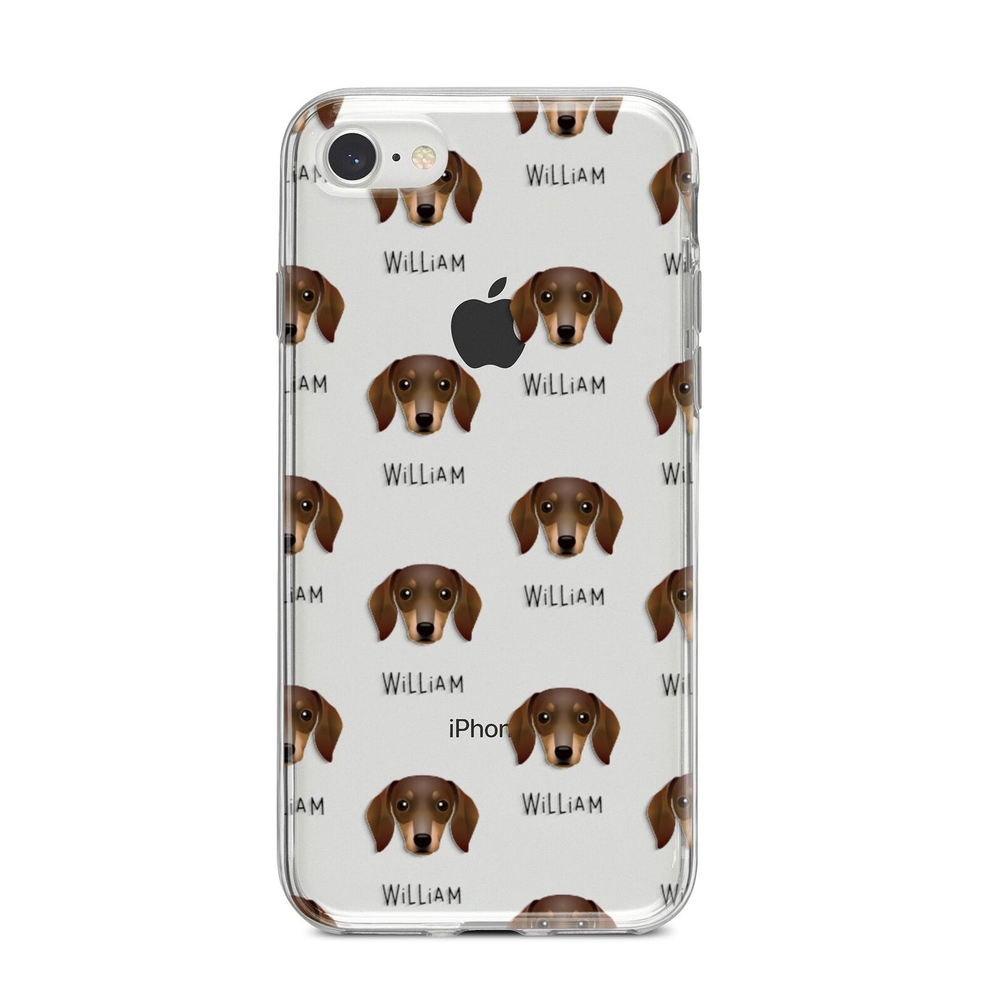 Dachshund Icon with Name iPhone 8 Bumper Case on Silver iPhone