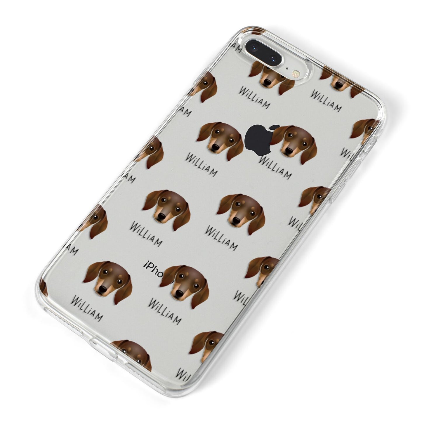 Dachshund Icon with Name iPhone 8 Plus Bumper Case on Silver iPhone Alternative Image