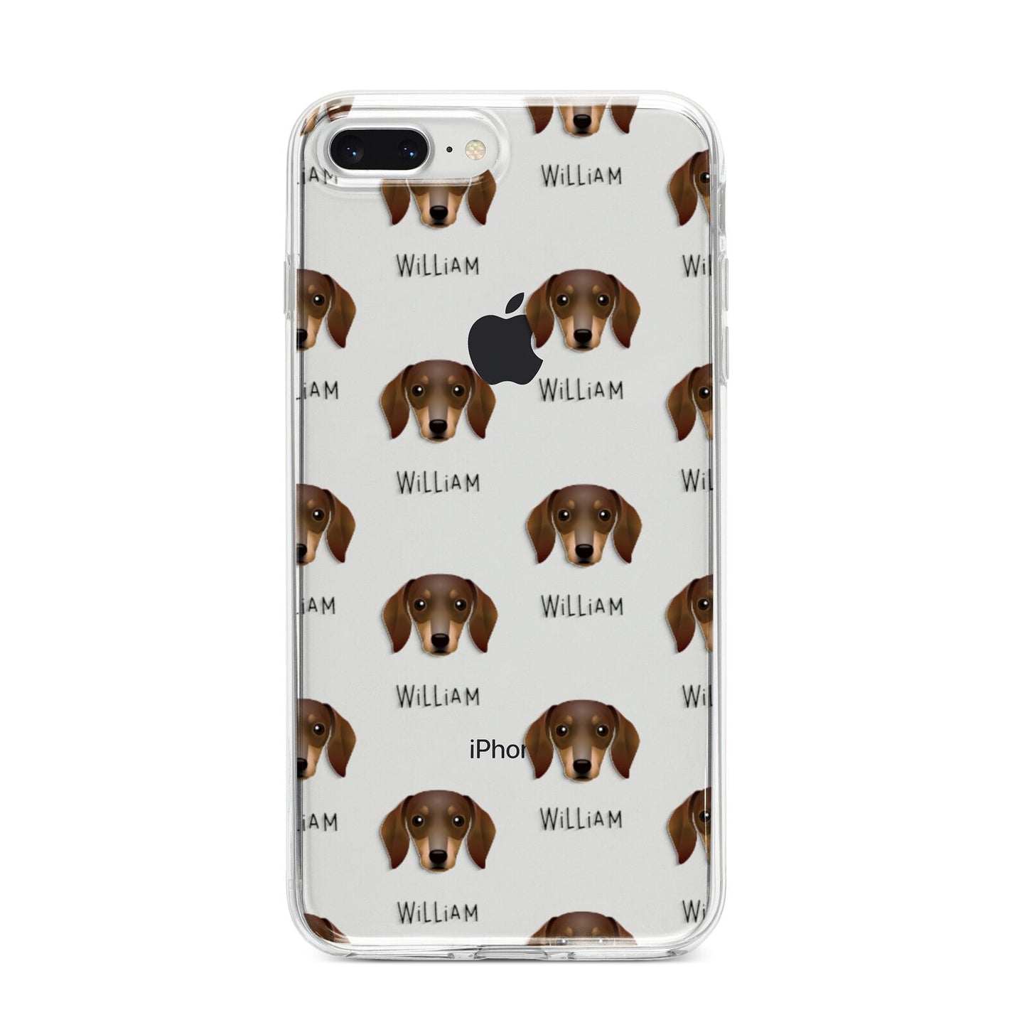 Dachshund Icon with Name iPhone 8 Plus Bumper Case on Silver iPhone