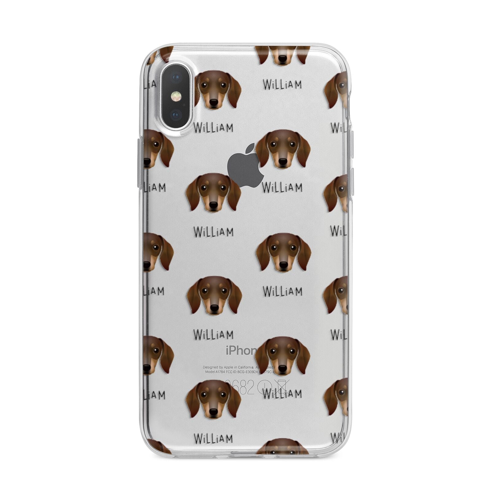 Dachshund Icon with Name iPhone X Bumper Case on Silver iPhone Alternative Image 1