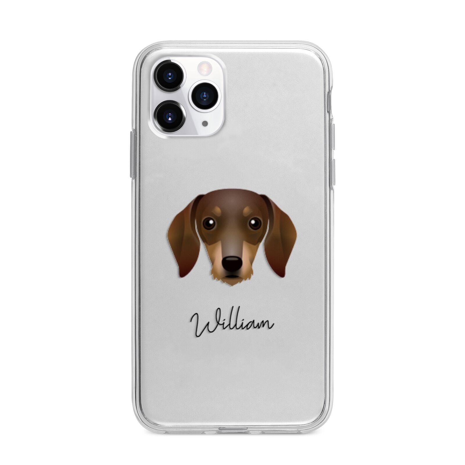 Dachshund Personalised Apple iPhone 11 Pro Max in Silver with Bumper Case