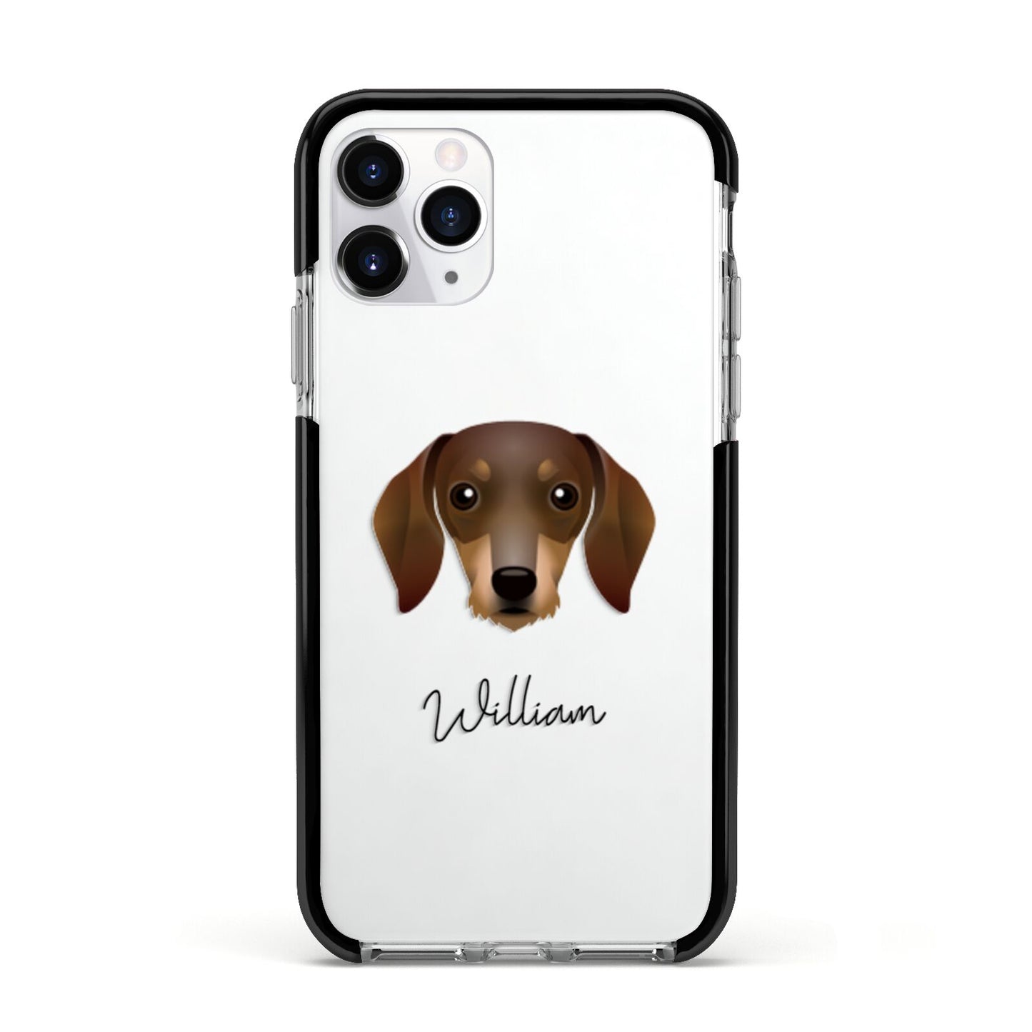 Dachshund Personalised Apple iPhone 11 Pro in Silver with Black Impact Case