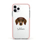 Dachshund Personalised Apple iPhone 11 Pro in Silver with Pink Impact Case