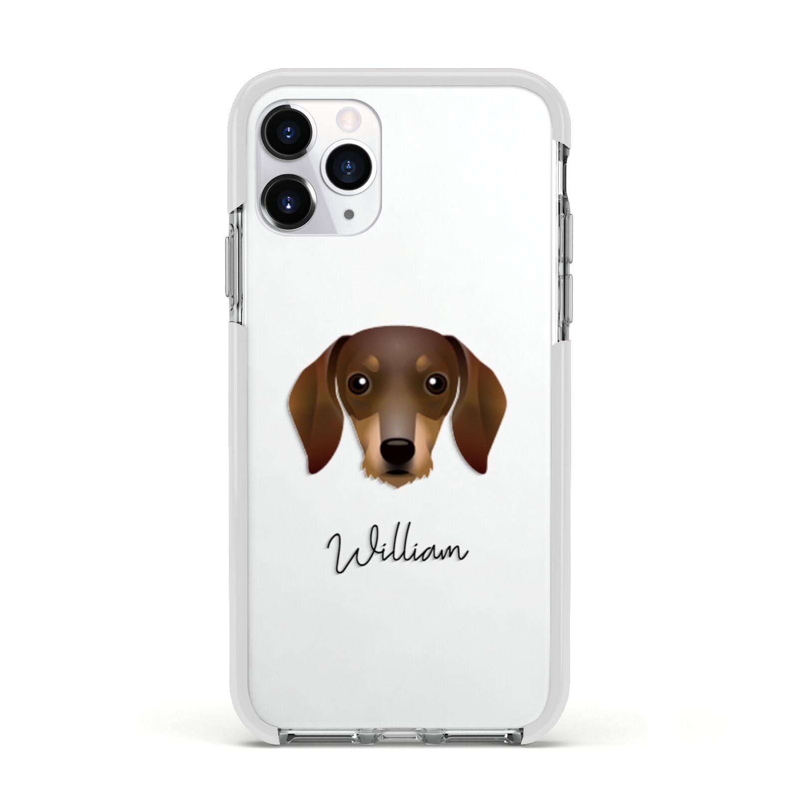 Dachshund Personalised Apple iPhone 11 Pro in Silver with White Impact Case