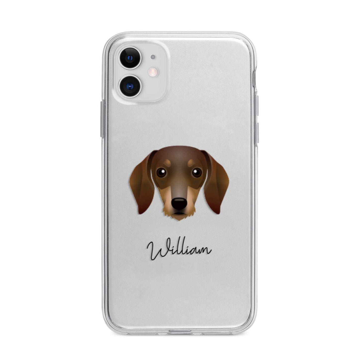 Dachshund Personalised Apple iPhone 11 in White with Bumper Case