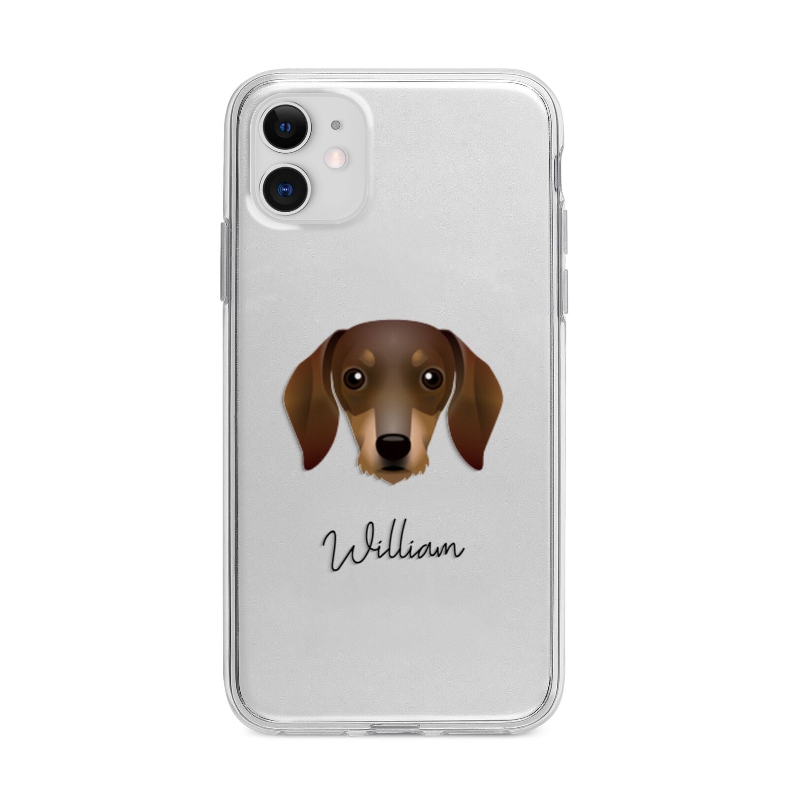 Dachshund Personalised Apple iPhone 11 in White with Bumper Case