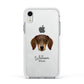 Dachshund Personalised Apple iPhone XR Impact Case White Edge on Silver Phone