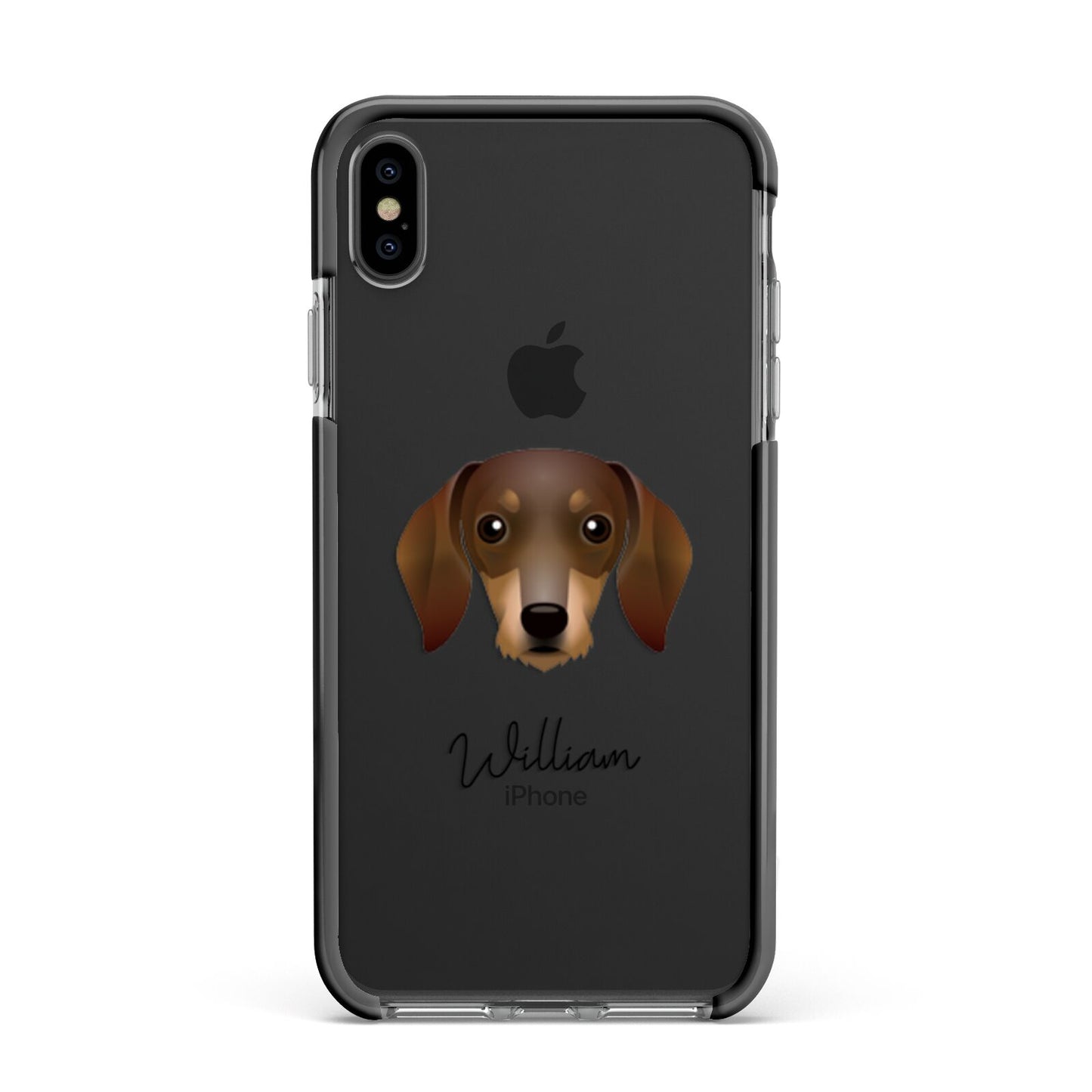 Dachshund Personalised Apple iPhone Xs Max Impact Case Black Edge on Black Phone