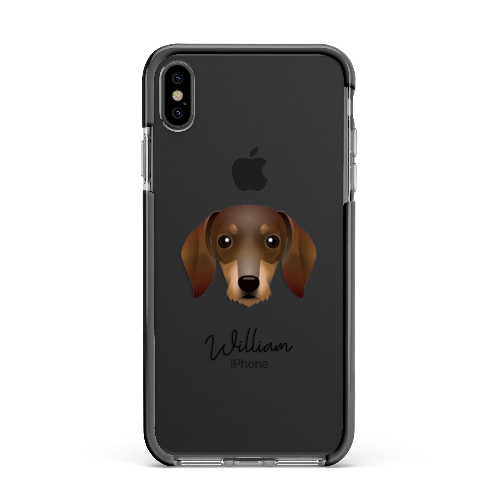 Dachshund Personalised Apple iPhone Xs Max Impact Case Black Edge on Black Phone