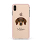 Dachshund Personalised Apple iPhone Xs Max Impact Case Pink Edge on Gold Phone