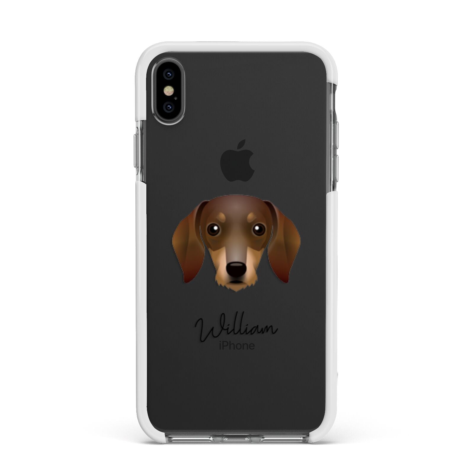 Dachshund Personalised Apple iPhone Xs Max Impact Case White Edge on Black Phone