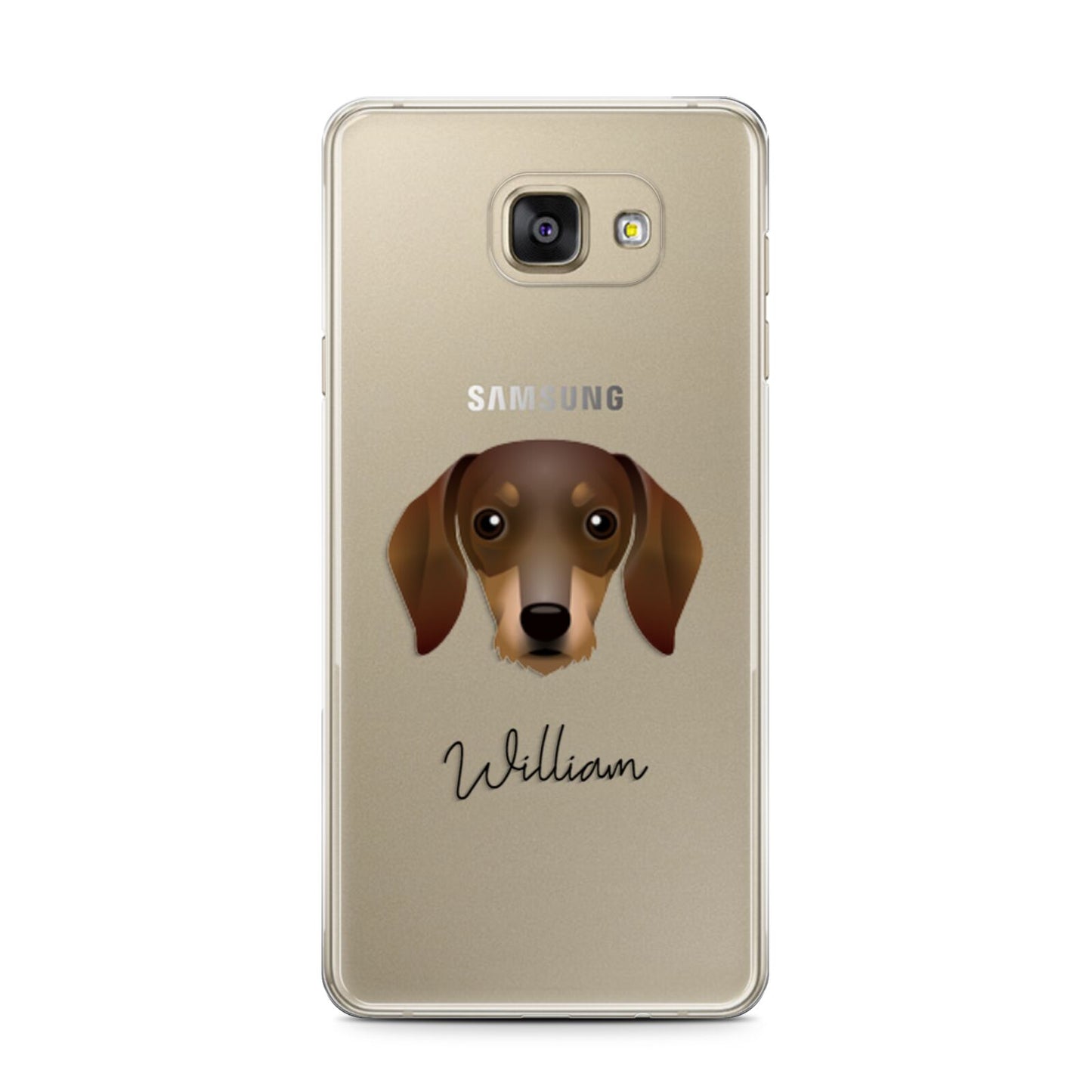 Dachshund Personalised Samsung Galaxy A7 2016 Case on gold phone