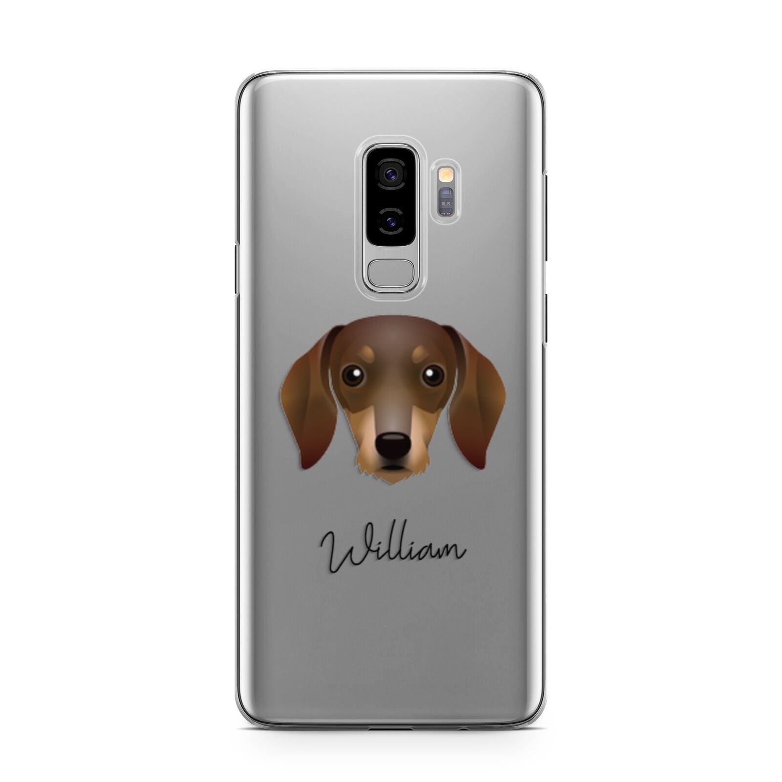 Dachshund Personalised Samsung Galaxy S9 Plus Case on Silver phone