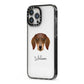 Dachshund Personalised iPhone 13 Pro Max Black Impact Case Side Angle on Silver phone