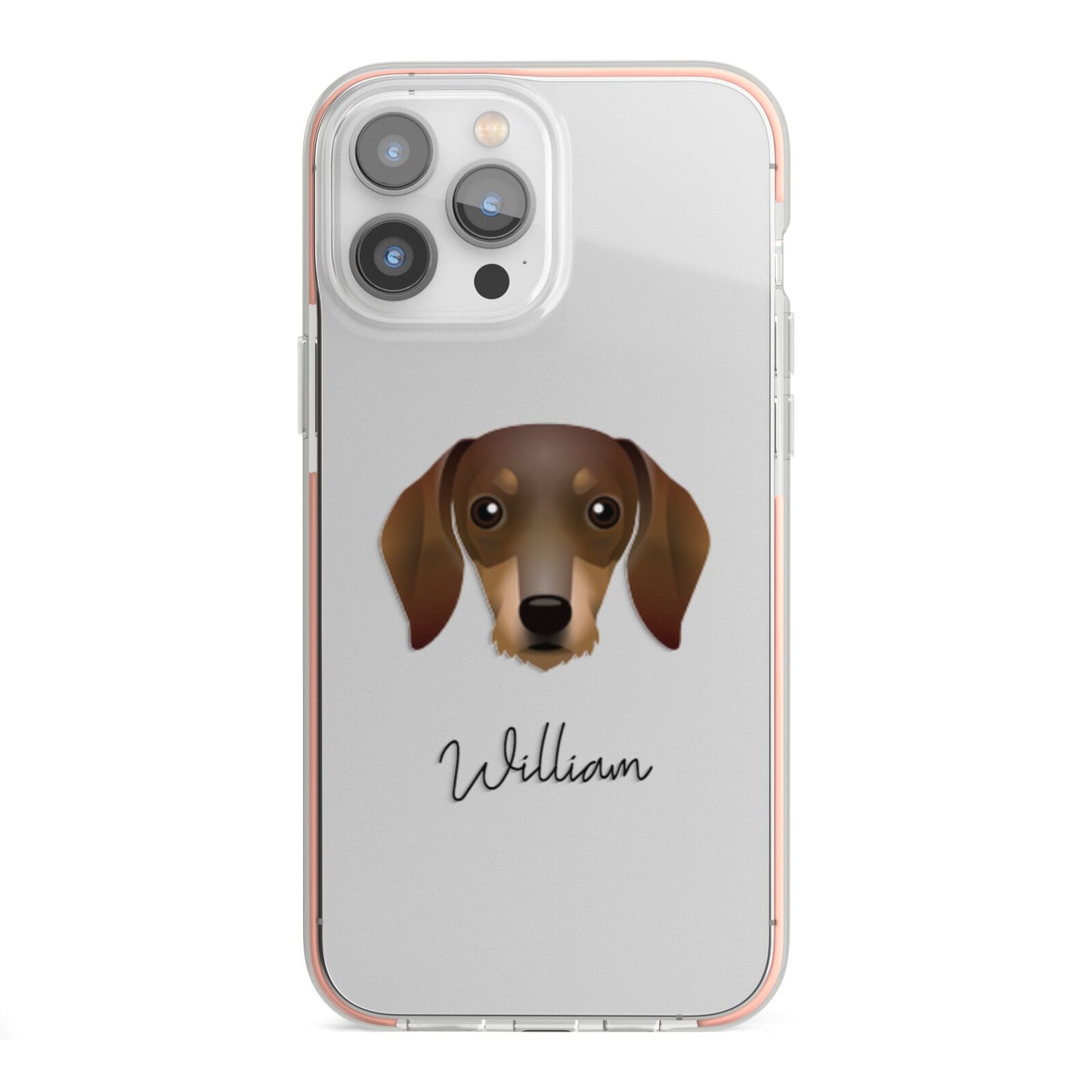 Dachshund Personalised iPhone 13 Pro Max TPU Impact Case with Pink Edges