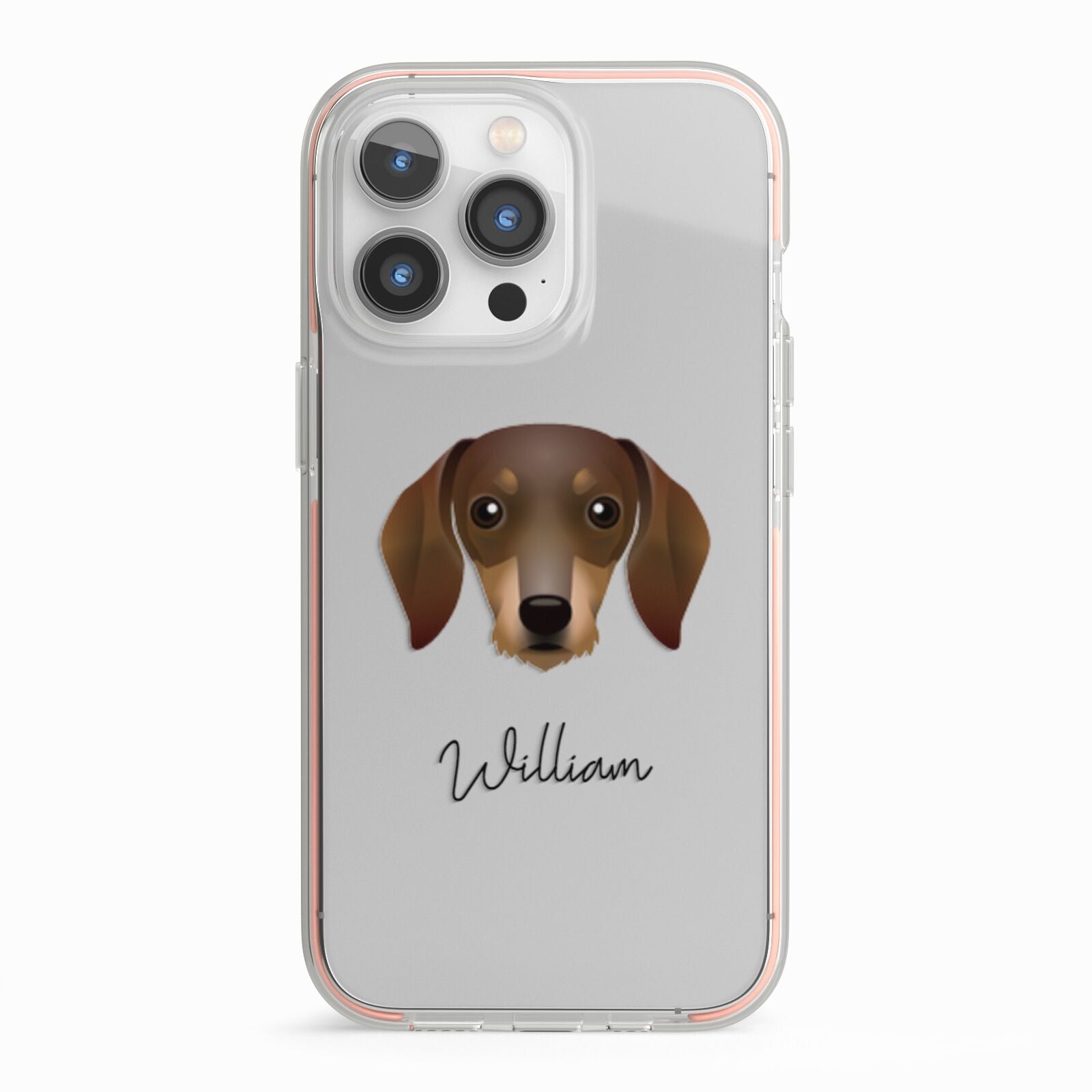 Dachshund Personalised iPhone 13 Pro TPU Impact Case with Pink Edges