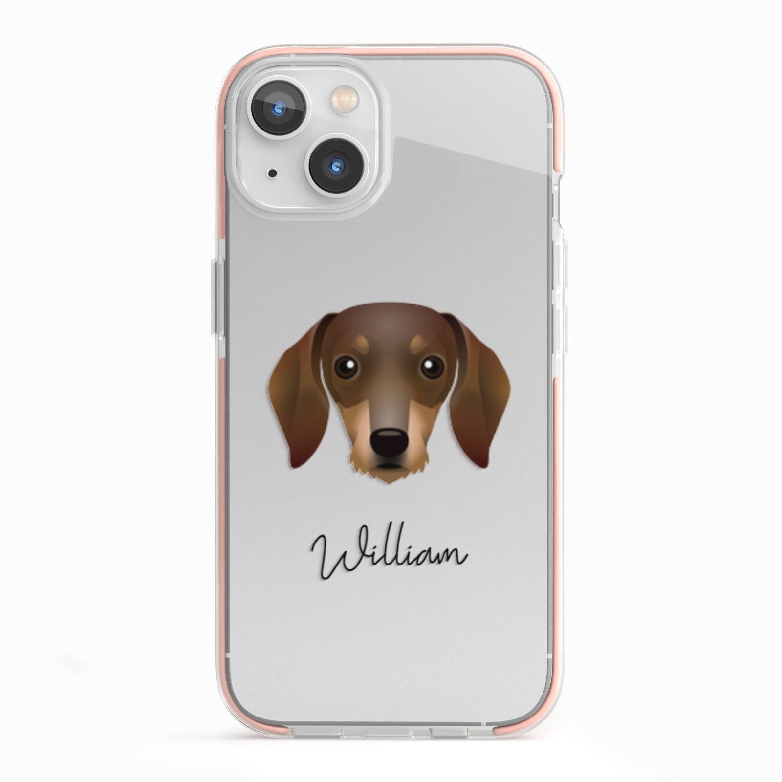 Dachshund Personalised iPhone 13 TPU Impact Case with Pink Edges