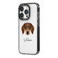 Dachshund Personalised iPhone 14 Pro Black Impact Case Side Angle on Silver phone