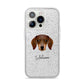 Dachshund Personalised iPhone 14 Pro Glitter Tough Case Silver