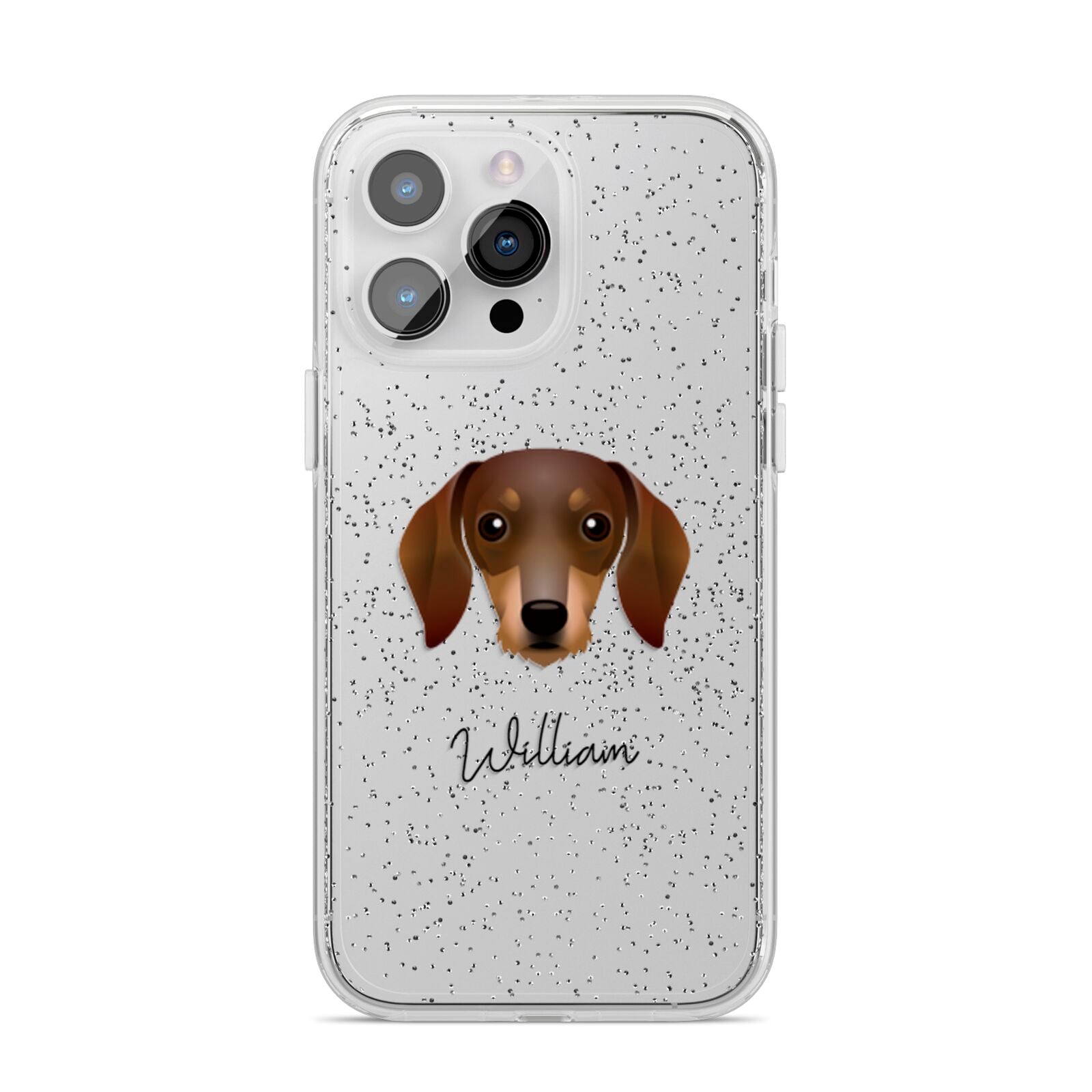 Dachshund Personalised iPhone 14 Pro Max Glitter Tough Case Silver