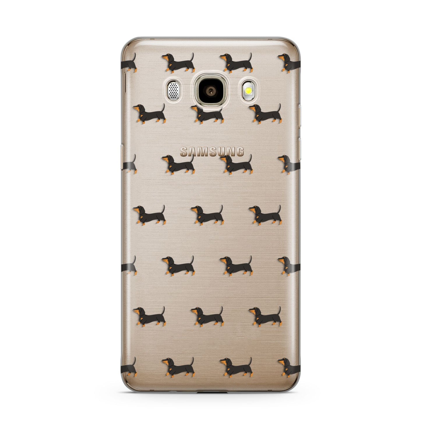 Dachshund Samsung Galaxy J7 2016 Case on gold phone