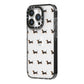 Dachshund iPhone 14 Pro Black Impact Case Side Angle on Silver phone