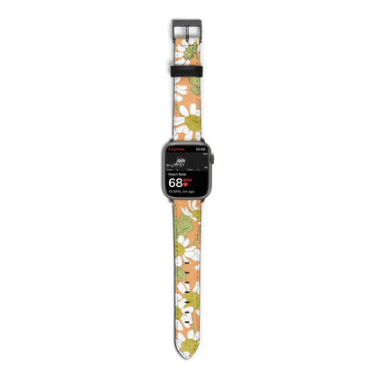Daisies Apple Watch Strap Size 38mm with Space Grey Hardware