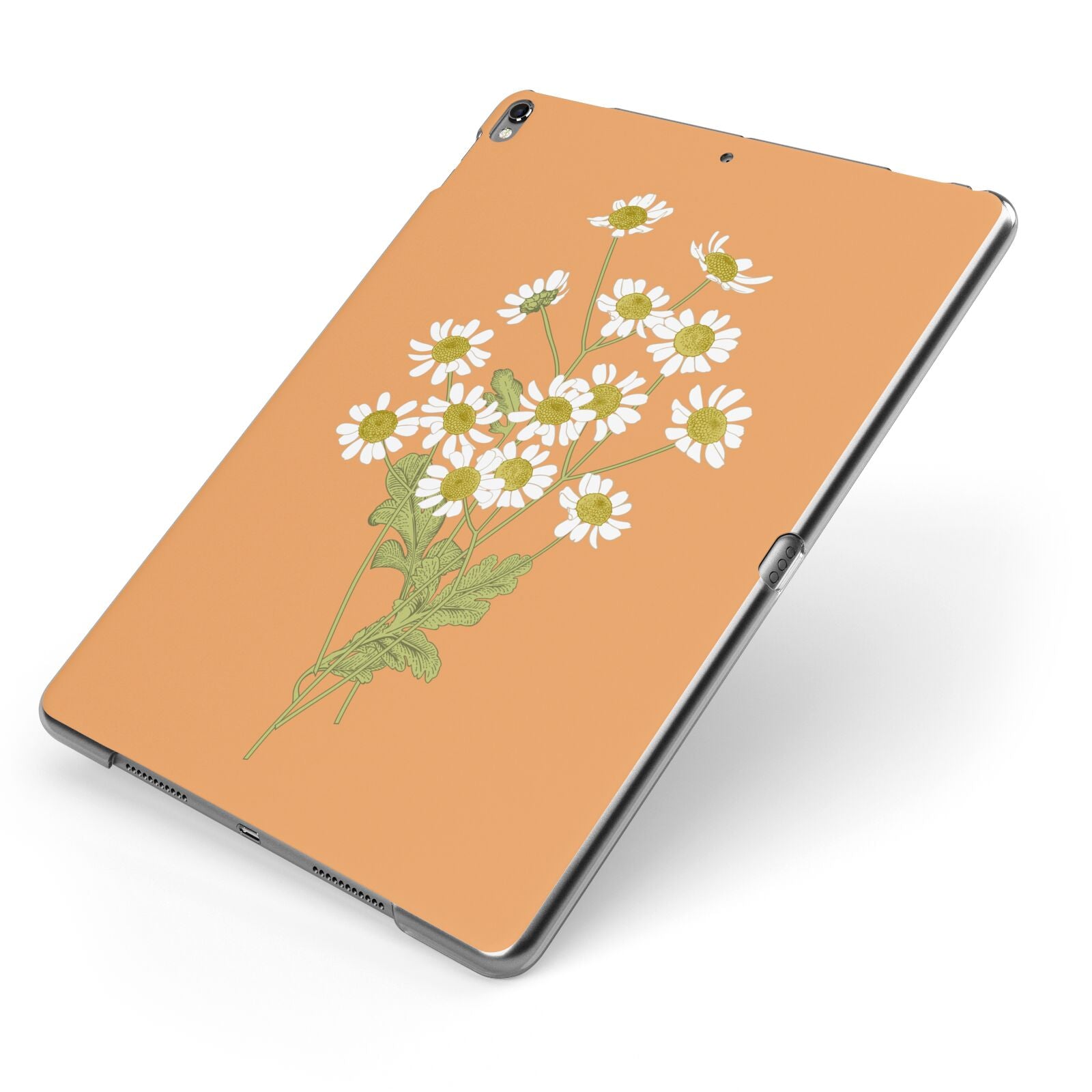 Daisies Apple iPad Case on Grey iPad Side View