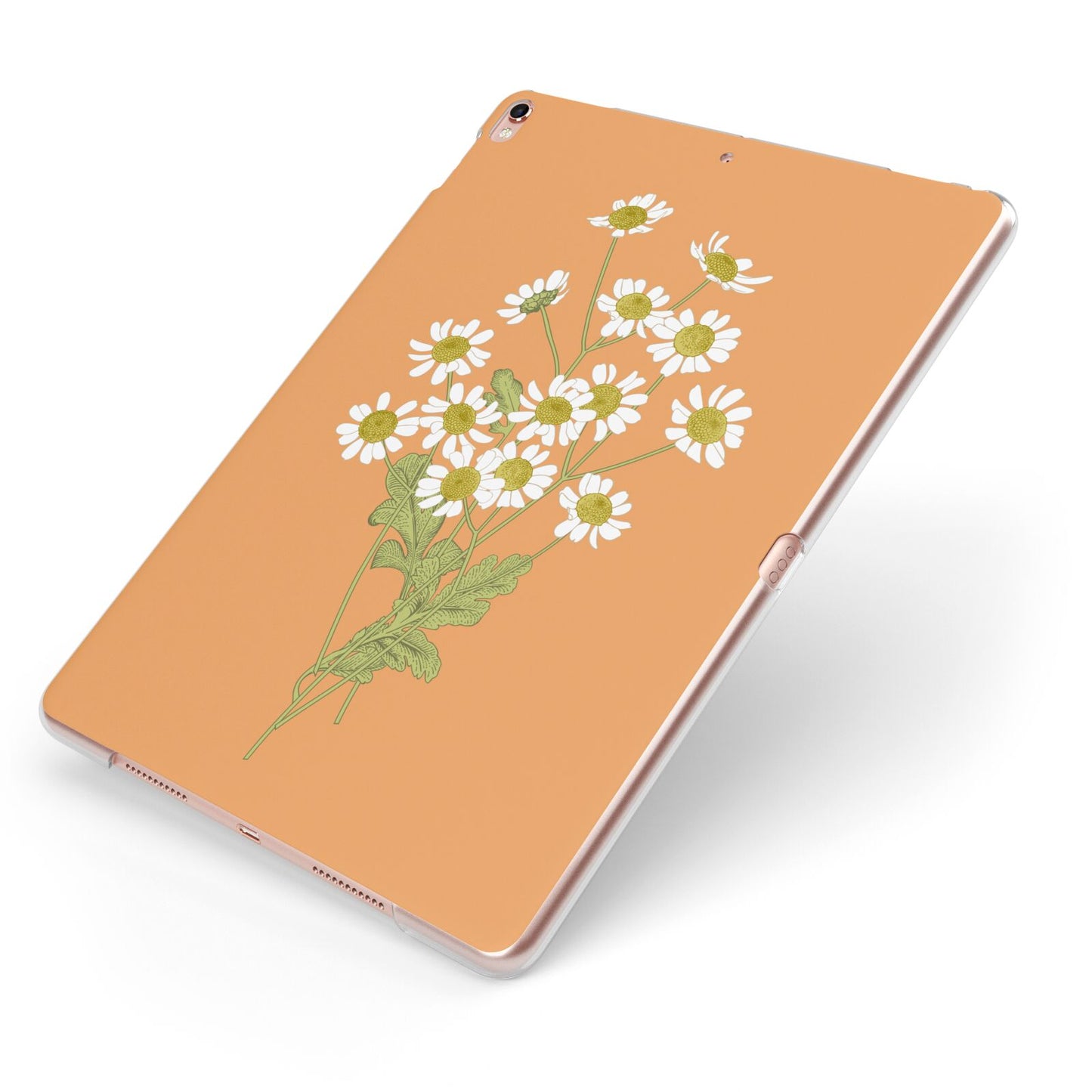 Daisies Apple iPad Case on Rose Gold iPad Side View